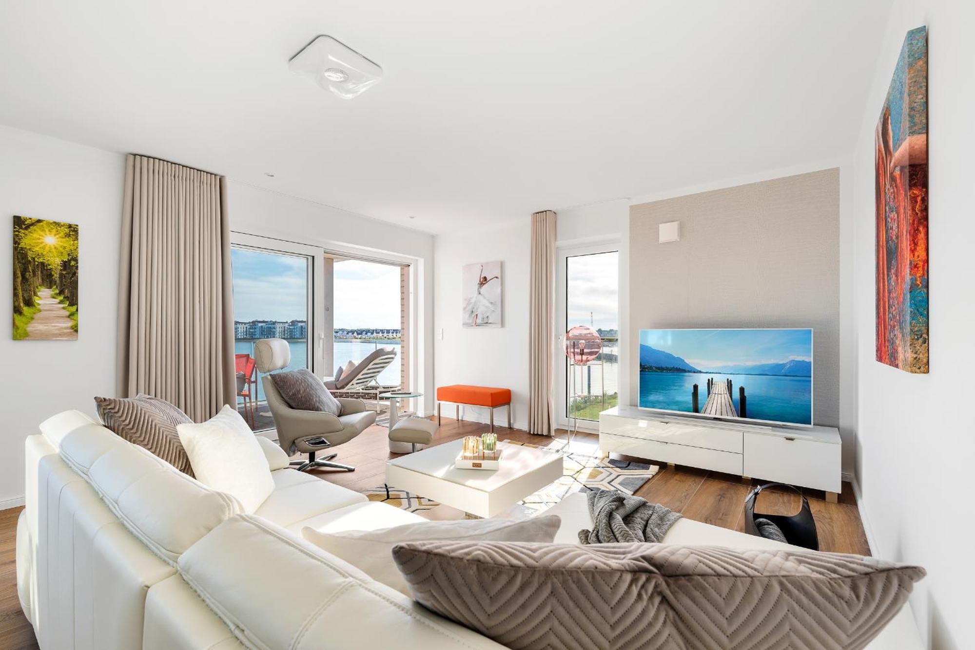Horizont- Direkt Am Wasser, Hafenblick, Fahrstuhl, Sauna, Ueberdachter Balkon Olpenitz Esterno foto