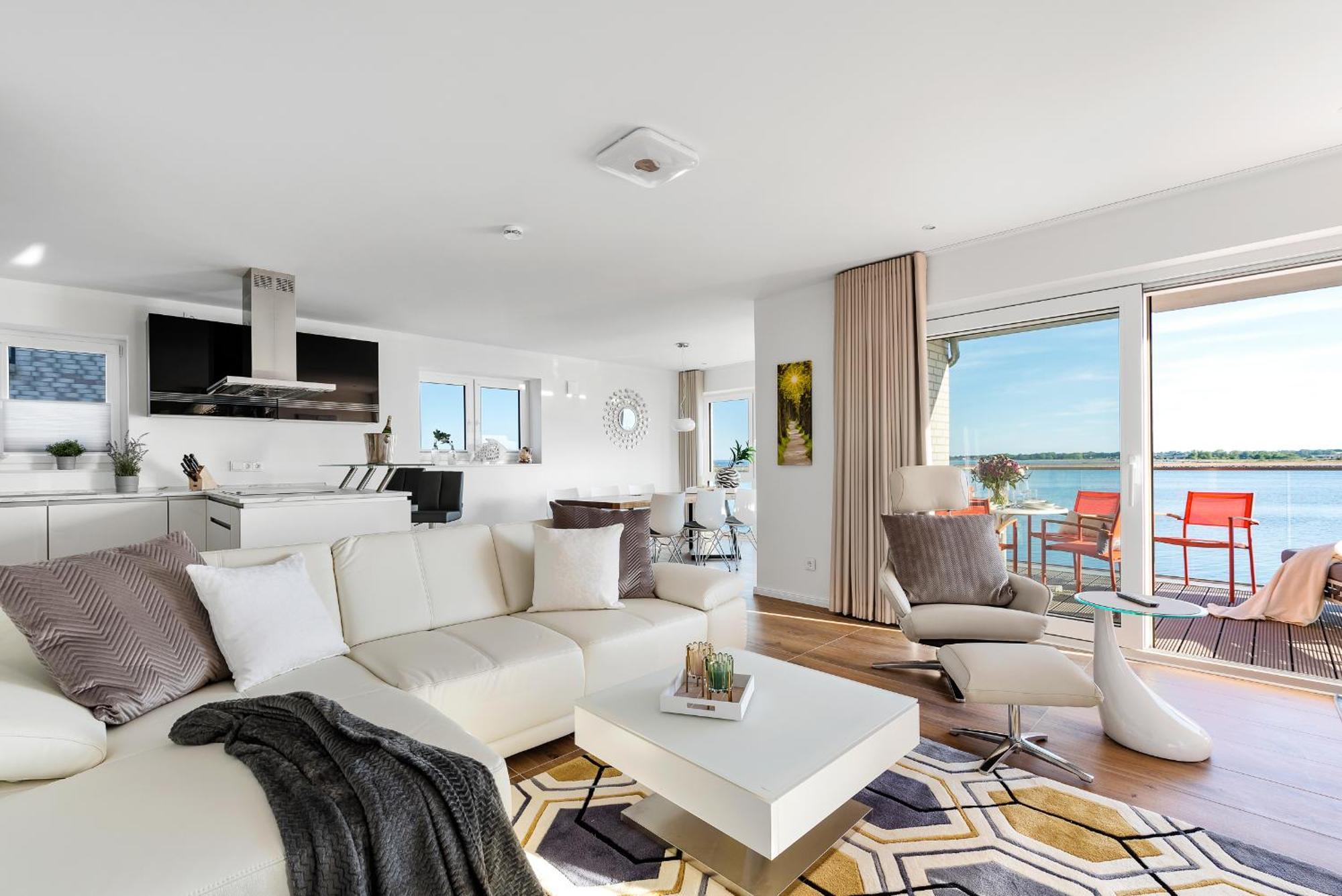 Horizont- Direkt Am Wasser, Hafenblick, Fahrstuhl, Sauna, Ueberdachter Balkon Olpenitz Esterno foto